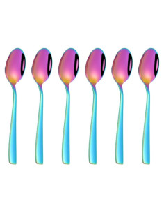 Juego de 6 cucharas de acero inoxidable arcoíris 15.2 cm