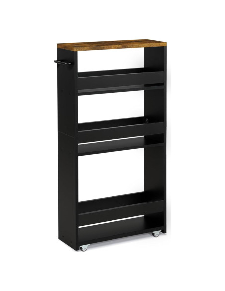 Carrito de Almacenamiento Delgado TEAMIX 4 Niveles Negro 39.37x13.97 cm