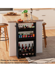 Carrito de Almacenamiento Delgado TEAMIX 4 Niveles Negro 39.37x13.97 cm 2