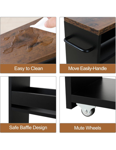 Carrito de Almacenamiento Delgado TEAMIX 4 Niveles Negro 39.37x13.97 cm