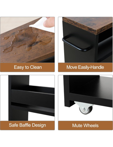 Carrito de Almacenamiento Delgado TEAMIX 4 Niveles Negro 39.37x13.97 cm