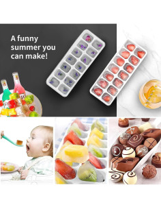 Bandejas de Hielo Airabc 4 Piezas Silicona Flexibles con Tapa 2