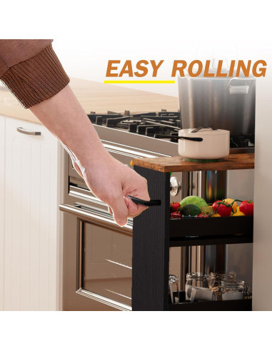 Carrito de Almacenamiento Delgado TEAMIX 4 Niveles Negro 39.37x13.97 cm