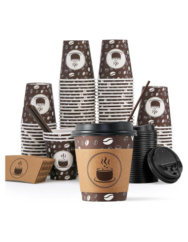 Vasos de Café Desechables FIESTA JOLLY 10oz 100 Unidades