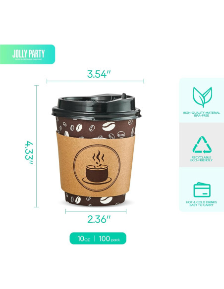 Vasos de Café Desechables FIESTA JOLLY 10oz 100 Unidades