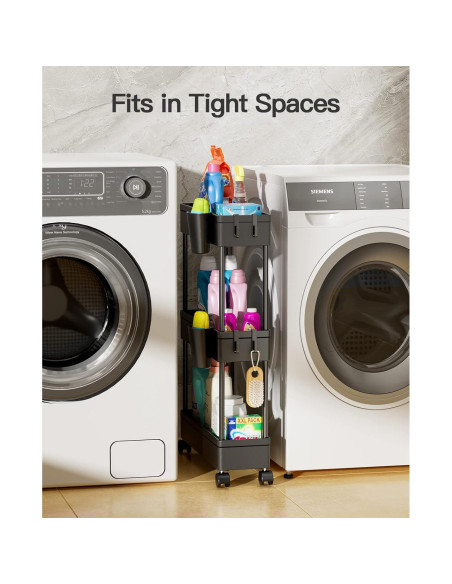 Carro de Baño Pipishell 2 Niveles Negro Organizador Rodante