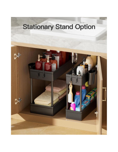 Carro de Baño Pipishell 2 Niveles Negro Organizador Rodante