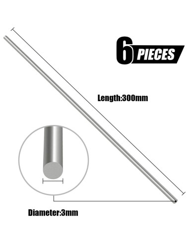Kit 6 Varillas de Acero Inoxidable Swpeet 3mm x 300mm