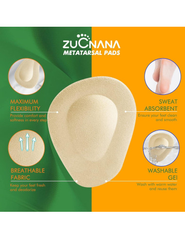 Almohadillas Metatarsales ZUCNANA Gel Antideslizantes 12 Pzas