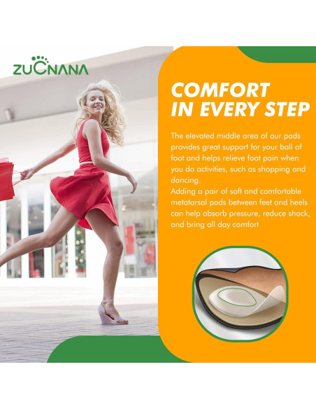 Almohadillas Metatarsales ZUCNANA Gel Antideslizantes 12 Pzas