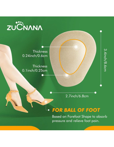 Almohadillas Metatarsales ZUCNANA Gel Antideslizantes 12 Pzas
