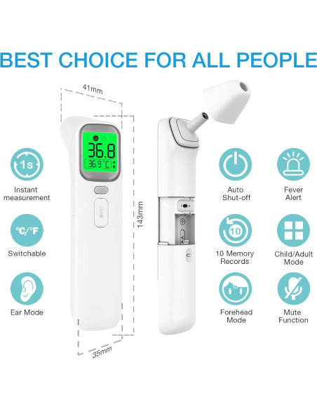 Termómetro Infrarrojo Sin Contacto Wellue AOJ-20A para Bebés y Adultos