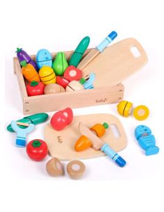 Conjunto de Comida de Madera Dailyfunn para Cocina Infantil