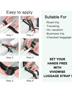 Correas de Equipaje Vividwise 1" Ajustables con Hebilla Metal 2