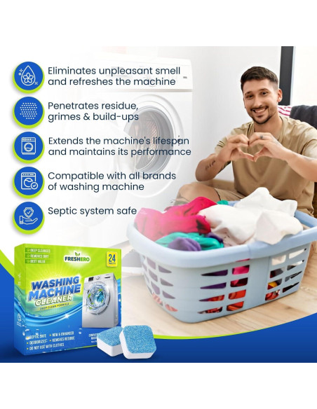 Tabletas Limpiadoras de Lavadora Freshero - Paquete de 24 Tabletas Limpiadoras de Lavadora Freshero - Paquete de 24