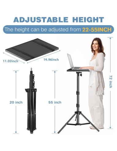 Soporte Trípode Ajustable REHOSEUP para Proyector y Laptop 15kg