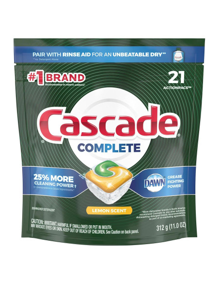Cápsulas de Detergente para Lavavajillas Cascade Limón 21 Unidades