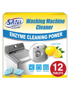 Limpiador de Lavadora Sani 360 - 12 Tabletas Enzimáticas
