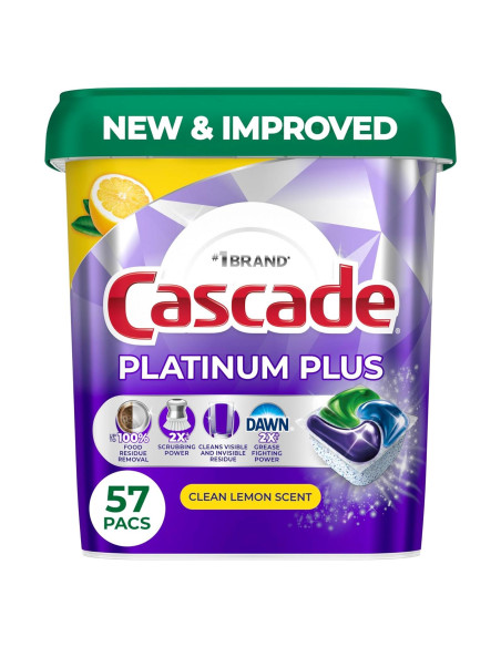 Cápsulas de Lavavajillas Cascade Platinum Plus Limón 57 Unidades