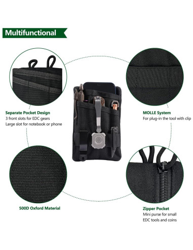 Estuche EDC HXOUSE Negro Mini Organizador 4 Bolsillos