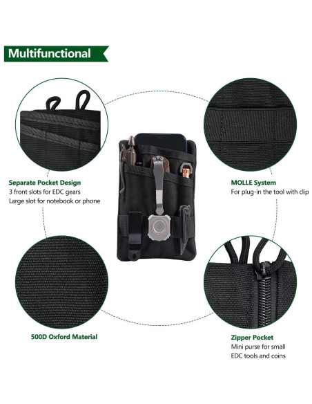 Estuche EDC HXOUSE Negro Mini Organizador 4 Bolsillos