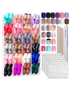 Uñas Postizas Cortas FANDAMEI 576pcs 24 Colores Mate y Brillantes