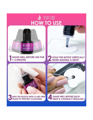 Pegamento para Extensiones de Pestañas Stacy Lash 5ml - Secado 0.3s