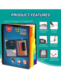 Organizador de Proyectos H4D de Polipropileno 12 Bolsillos 2