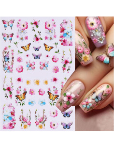 Calcomanías de Uñas 3D Mariposa Primavera YUEJIMEIGUI - 8 Hojas 2