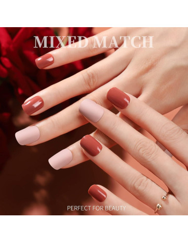 Uñas Postizas Cortas Cuadradas Teenitor 576pcs 12 Colores