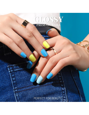 Uñas Postizas Cortas Cuadradas Teenitor 576pcs 12 Colores