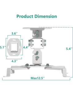 Soporte de Techo para Proyector WALI PM-002-W Blanco Ajustable 2