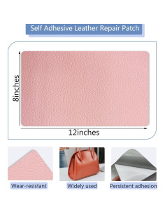 Parche de Reparación de Cuero Rosa Giftmeet 20x30 cm 2 Pcs 2