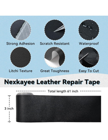 Cinta de Reparación de Cuero Nexkayee 7.62x154.94cm Marrón Oscuro