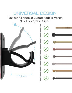 Soportes de Barra de Cortina Autoadhesivos AMZONHOME 4 Pzs Negro 2