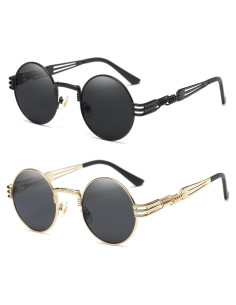 Gafas de sol redondas Dollger Steampunk con marco metálico