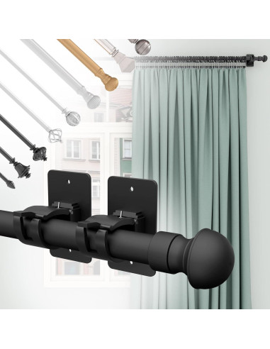 Soportes de Barra de Cortina Autoadhesivos AMZONHOME 4 Pzs Negro