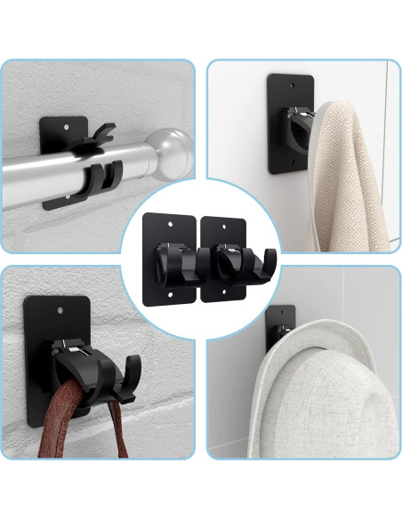 Soportes de Barra de Cortina Autoadhesivos AMZONHOME 4 Pzs Negro