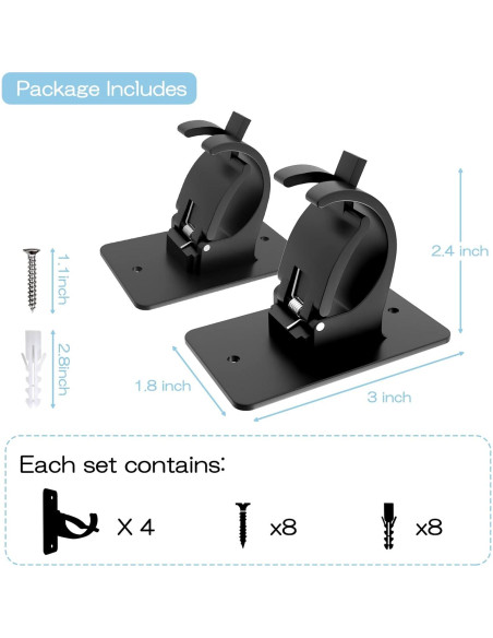 Soportes de Barra de Cortina Autoadhesivos AMZONHOME 4 Pzs Negro