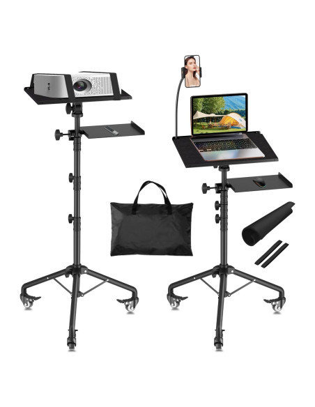 Soporte de Proyector y Laptop OUKMIC con Ruedas Ajustable 66-124 cm