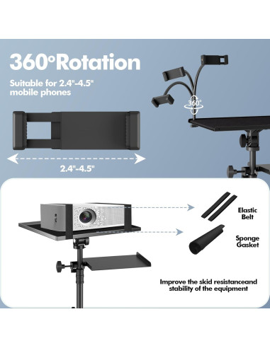Soporte de Proyector y Laptop OUKMIC con Ruedas Ajustable 66-124 cm