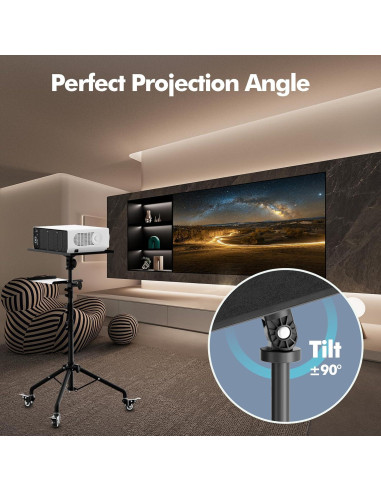 Soporte de Proyector y Laptop OUKMIC con Ruedas Ajustable 66-124 cm