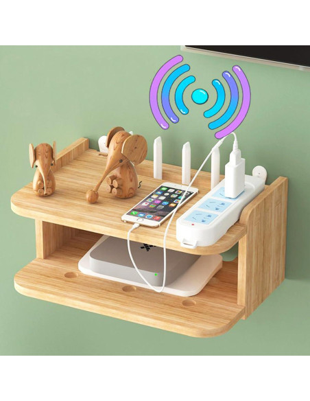 Estante Flotante de Madera YIYUESHIJIU para Proyector y Router