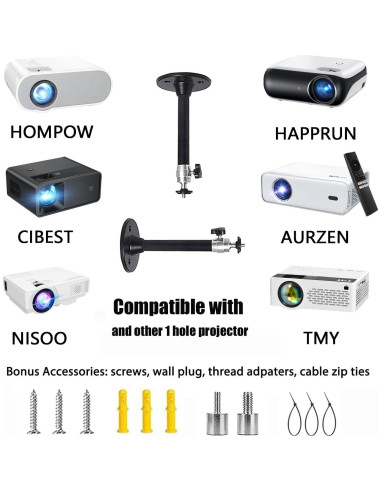 Soporte de Proyector Mini 2-Be-Best Ajustable 20 cm Negro