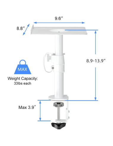 Soporte de Altavoz Ajustable Suptek SDM001 Blanco - 2 Paquete