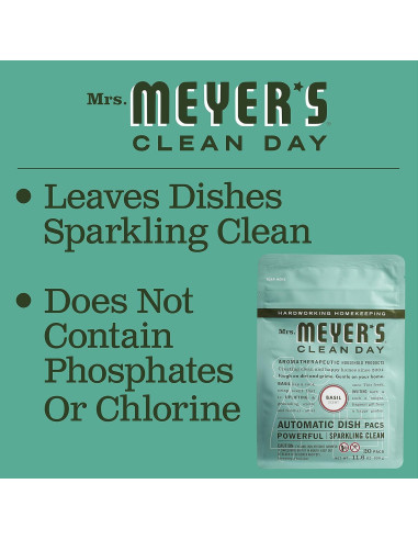 Paquetes de Lavavajillas Automáticos Mrs. Meyer's 360g Albahaca
