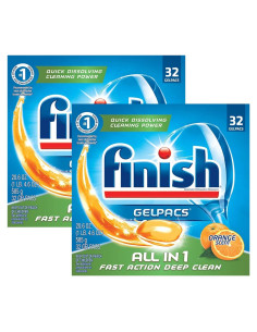 Finish Gelpacs Todo En 1 Naranja 32 Tabs - Detergente Lavavajillas