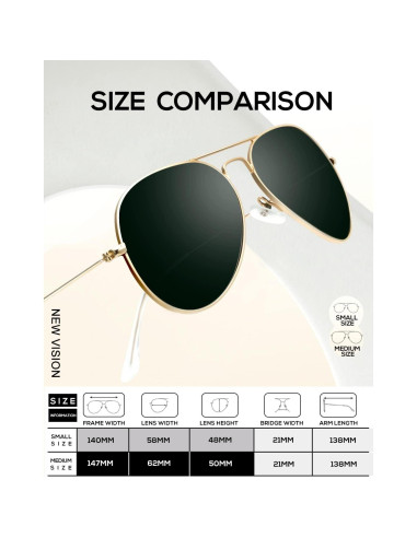 Gafas de Sol KALIYADI Aviador Polarizadas UV 3 Piezas