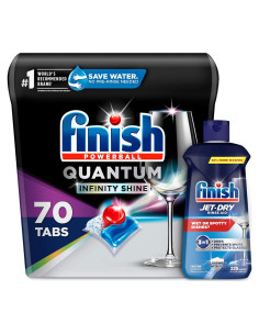 Detergente para Lavavajillas Finish Quantum 651g + Enjuague Jet-Dry
