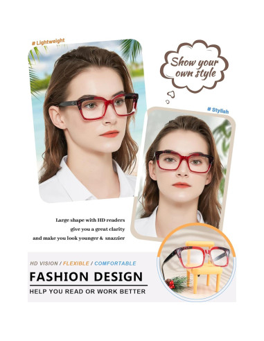 Gafas de Lectura MARE AZZURO 3.00 Mujeres Retro Cuadradas